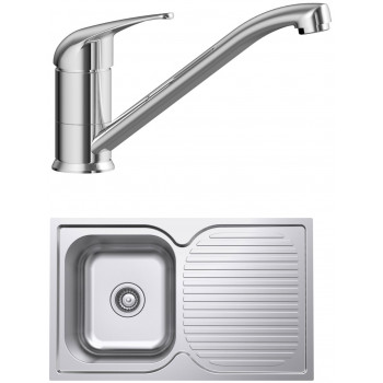 NTS100XPKT1 Norj Single Bowl Sink with Drainer & Tap Pack